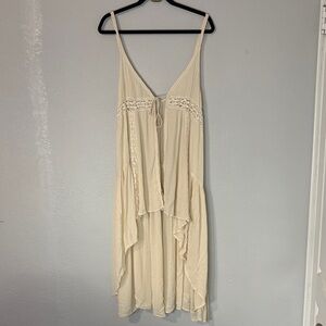 Elan Cover Up Boho Vest Asymmetrical Cream Crochet L